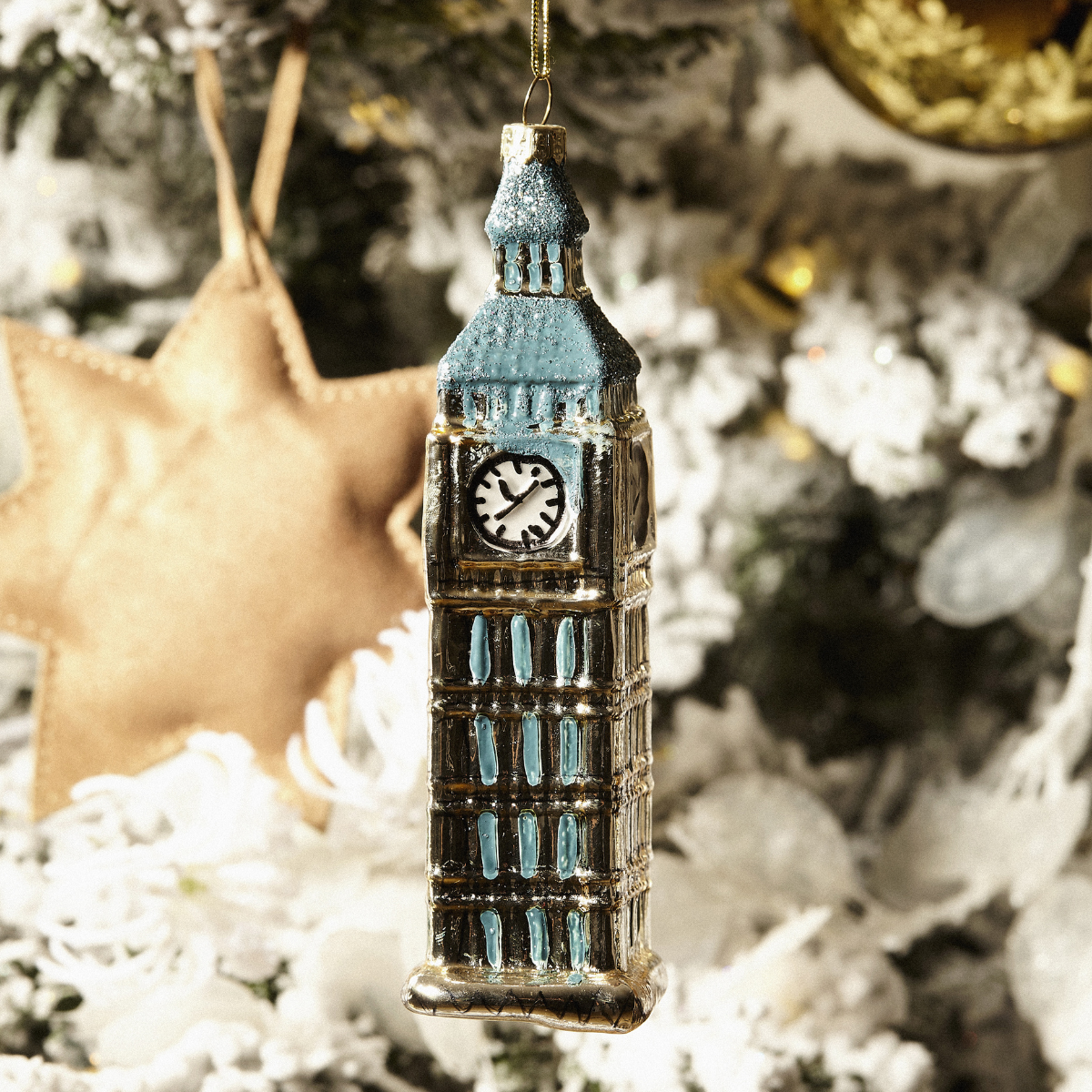 Suspension de Noël Pop Big Ben gris en verre soufflé