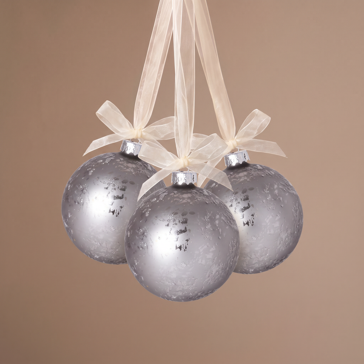 Boule de Noël Pailletée et Mat Petit Format Gris
