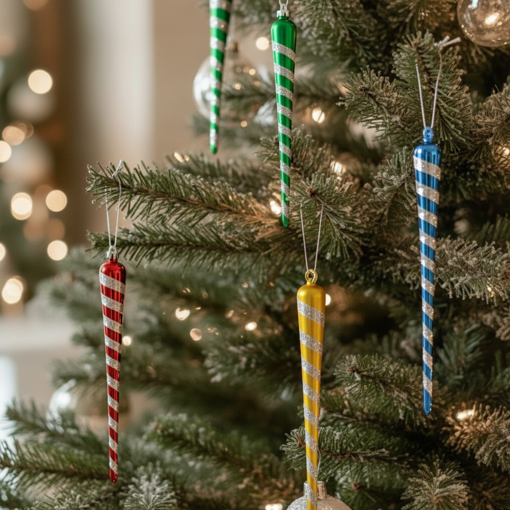 Suspensions de Noël Pop Glaçons Set de 4 jaune en verre soufflé