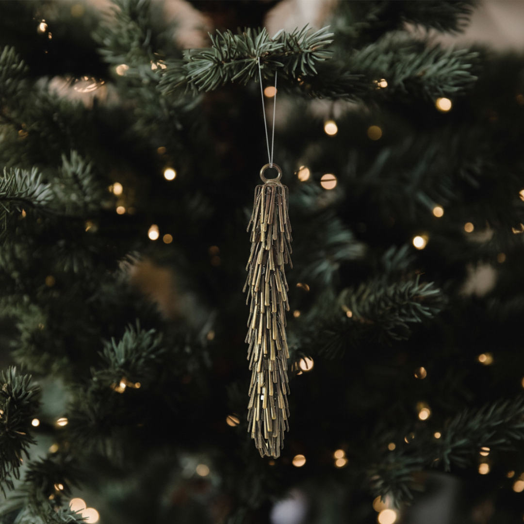 Suspension de Noël Pomme de Pin Métal 13 cm marron en fer