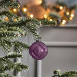 3 palline di Natale viola con effetto trapuntato