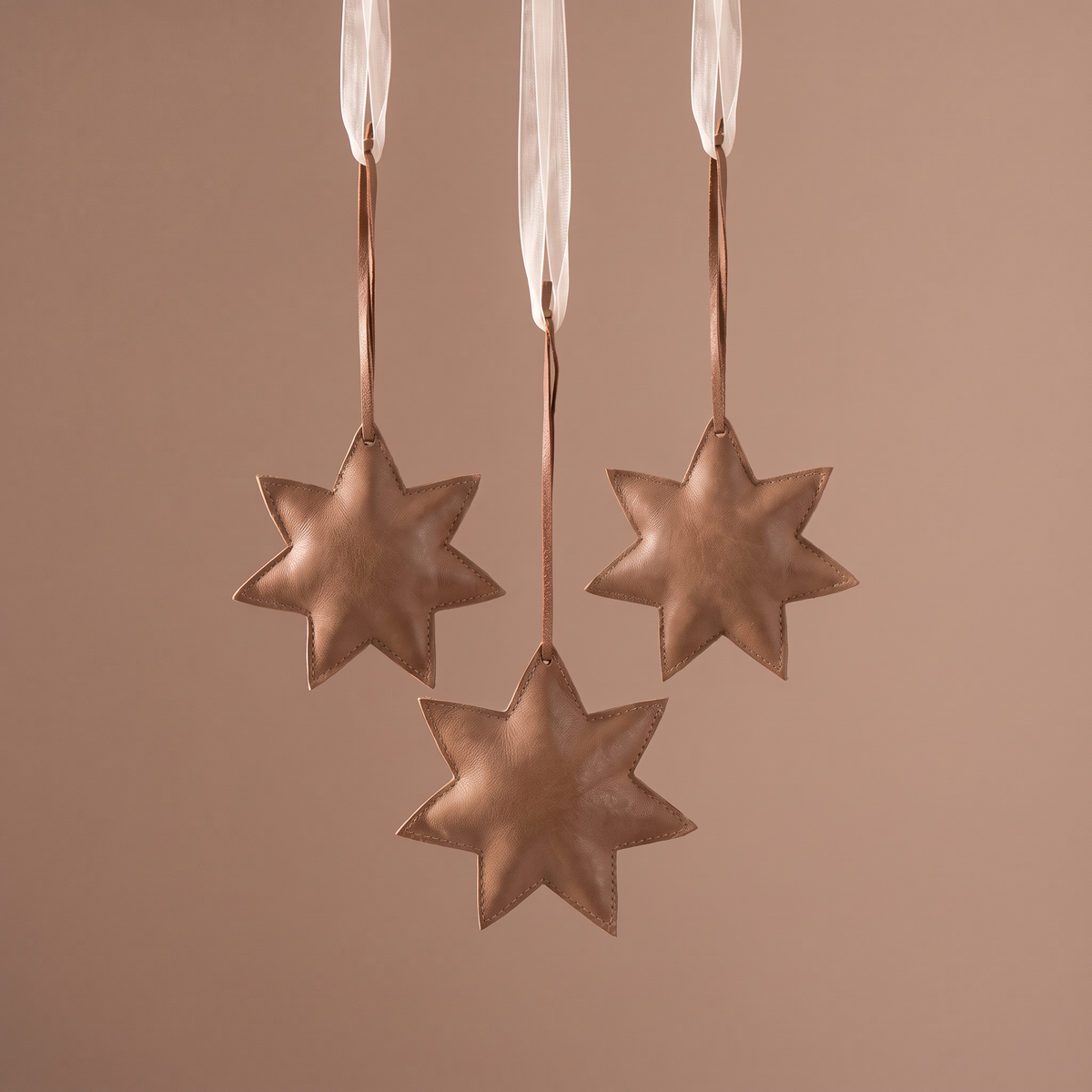 Suspension de Noël en Cuir Étoile 13 cm marron