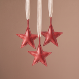 Suspension de Noël en Cuir Étoile 10 cm rouge