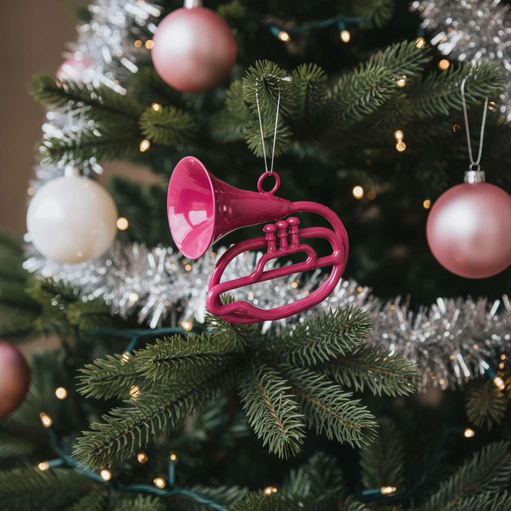 Suspension de Noël Pop Tuba rose en fer