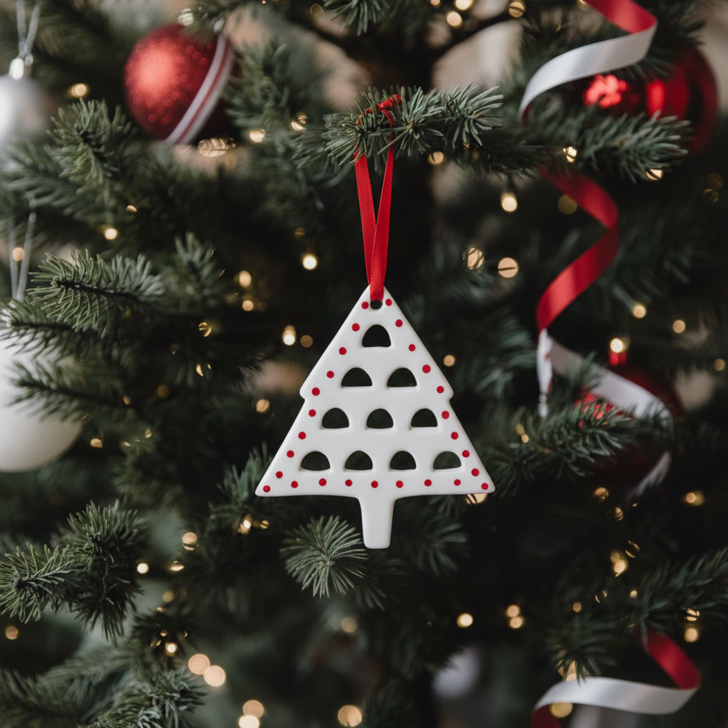 Colgante navideño Lappi abeto con lunares rojos