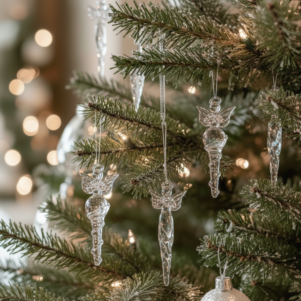 Suspensions de Noël Anges transparent en verre