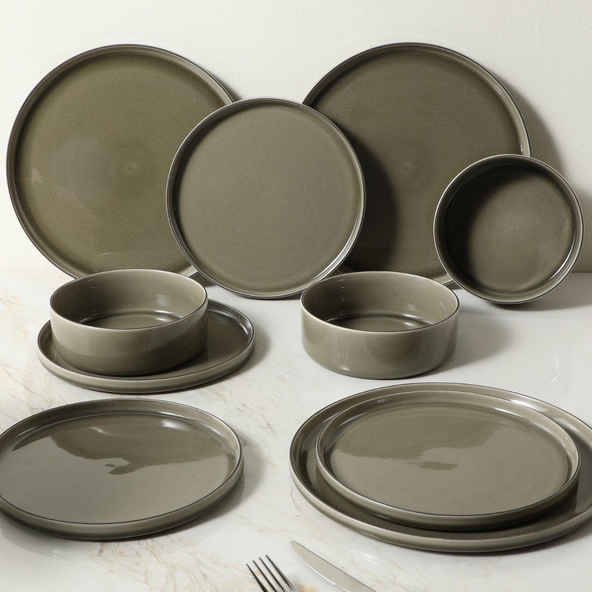 Service 4 assiettes plates Greeny