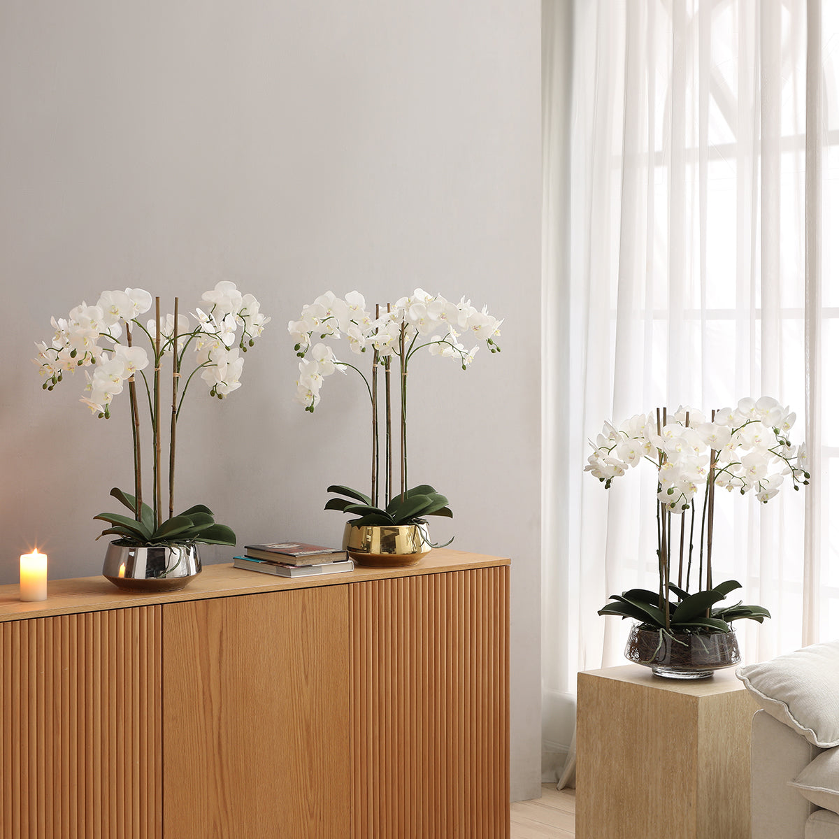 Composición de Orquídea Artificial Lena 10 ramas