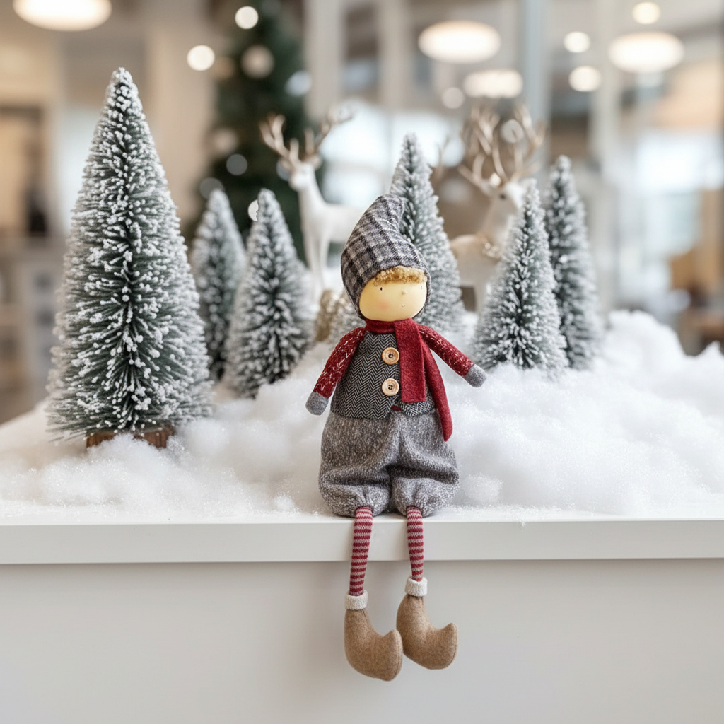 Figurina seduta di Olaf del ragazzo di Natale