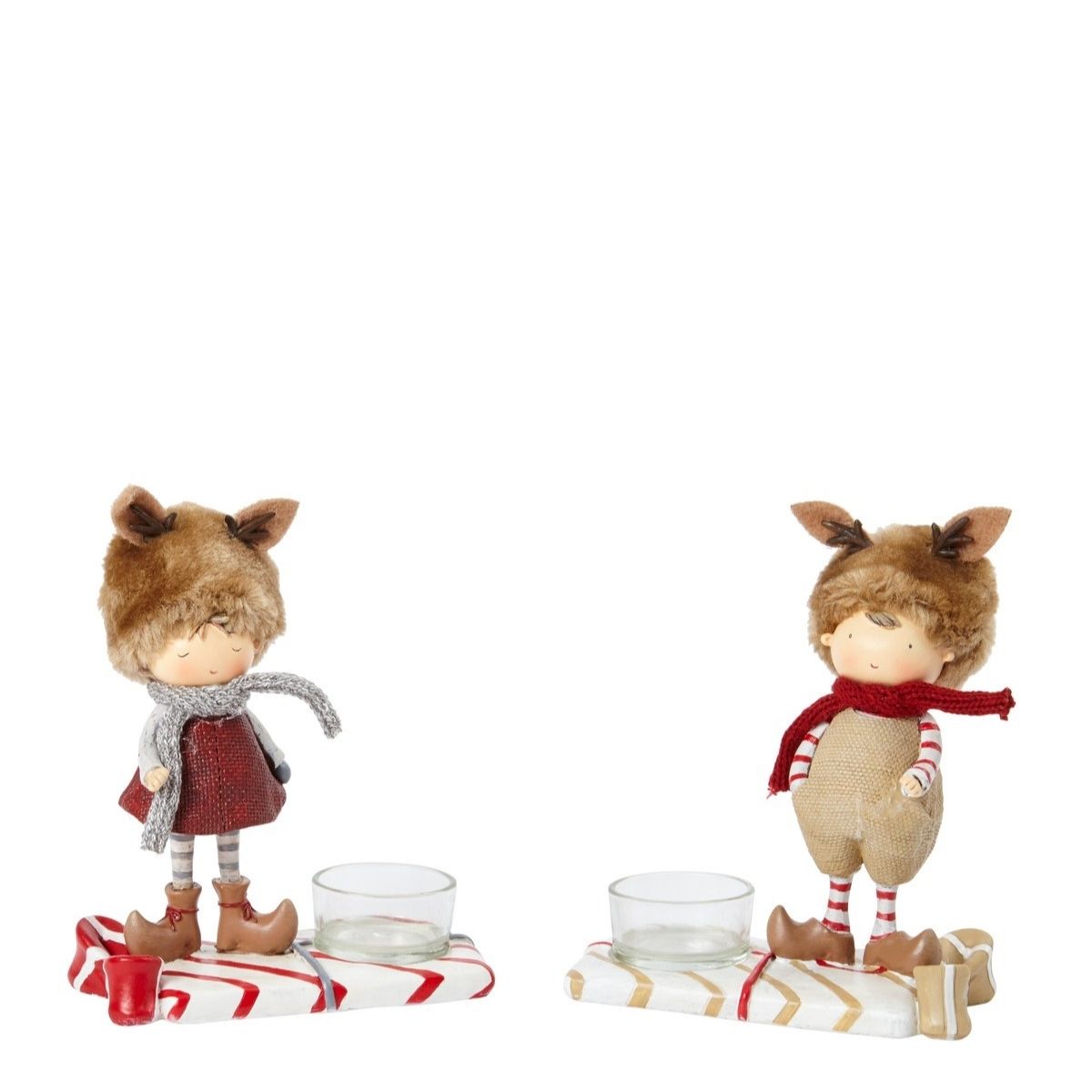 Figurine portacandele natalizie per bambini in costume Rudy