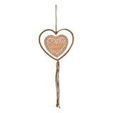 Suspension de Noël Natura Coeur en Bois 11 cm beige en bois