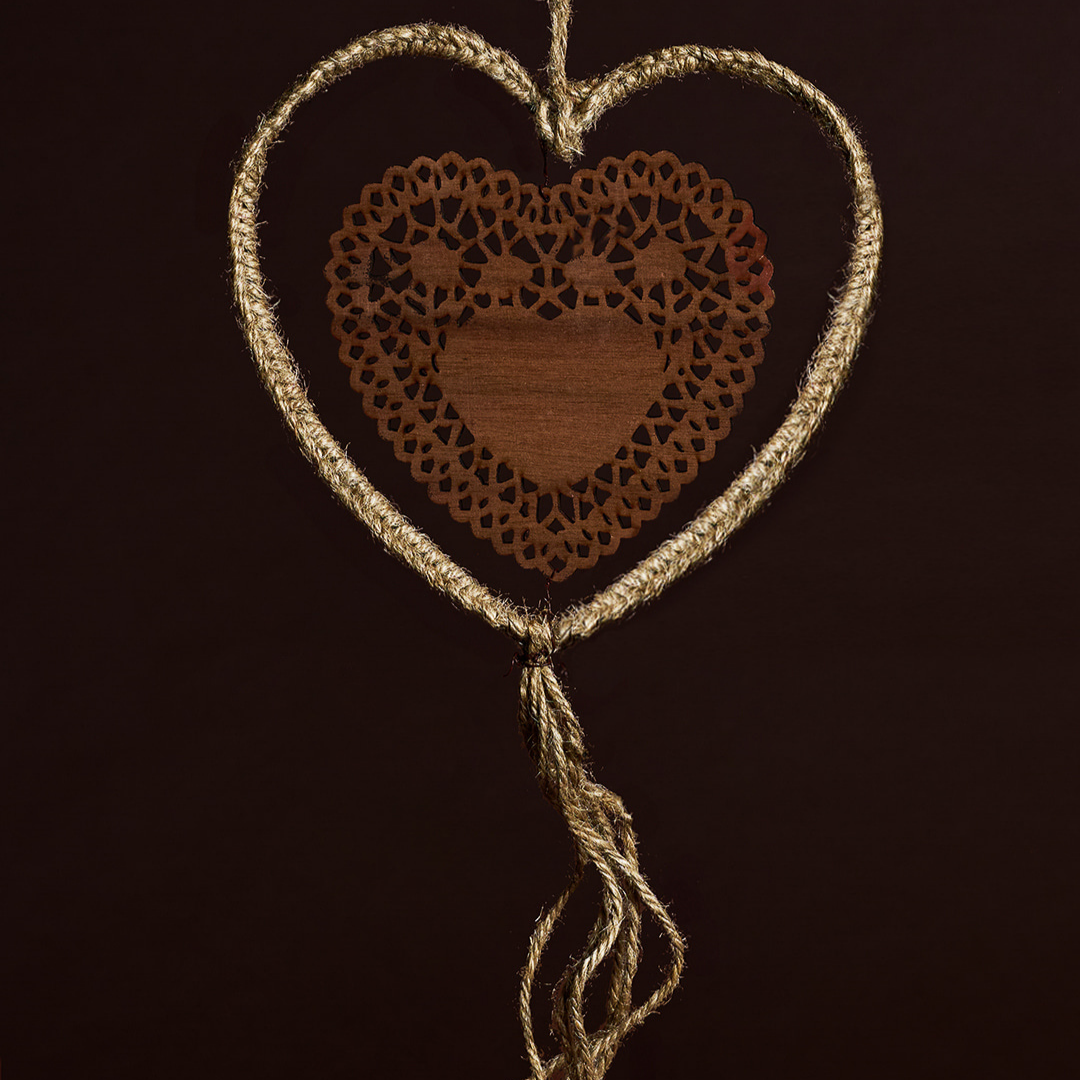 Suspension de Noël Natura Coeur en Bois 11 cm beige en bois