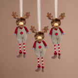 Suspension Figurine de Noël Garçon Rudy rouge et beige