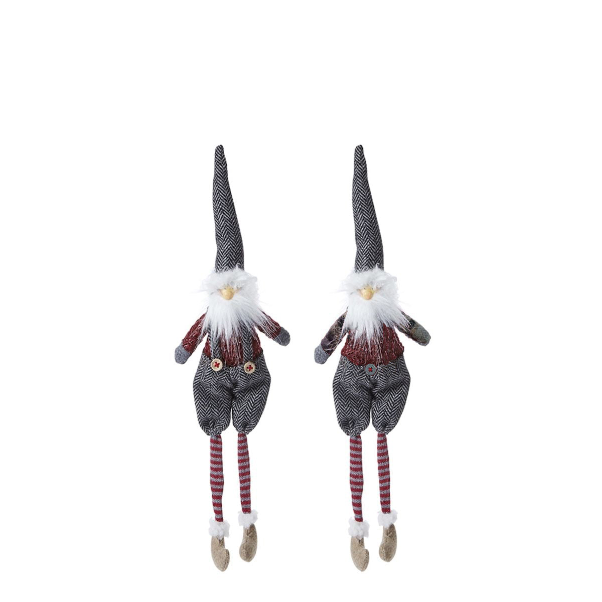 Suspensions Figurines Pères Noël Olaf Set de 2 rouge et gris en résine