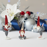 Porte-Cartes de Noël Figurines Pères Noël Yoga rouge et gris en plastique