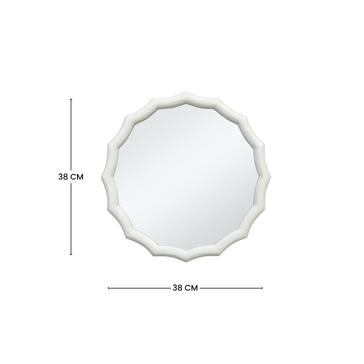 Espejo redondo ondulado de madera 38x38cm