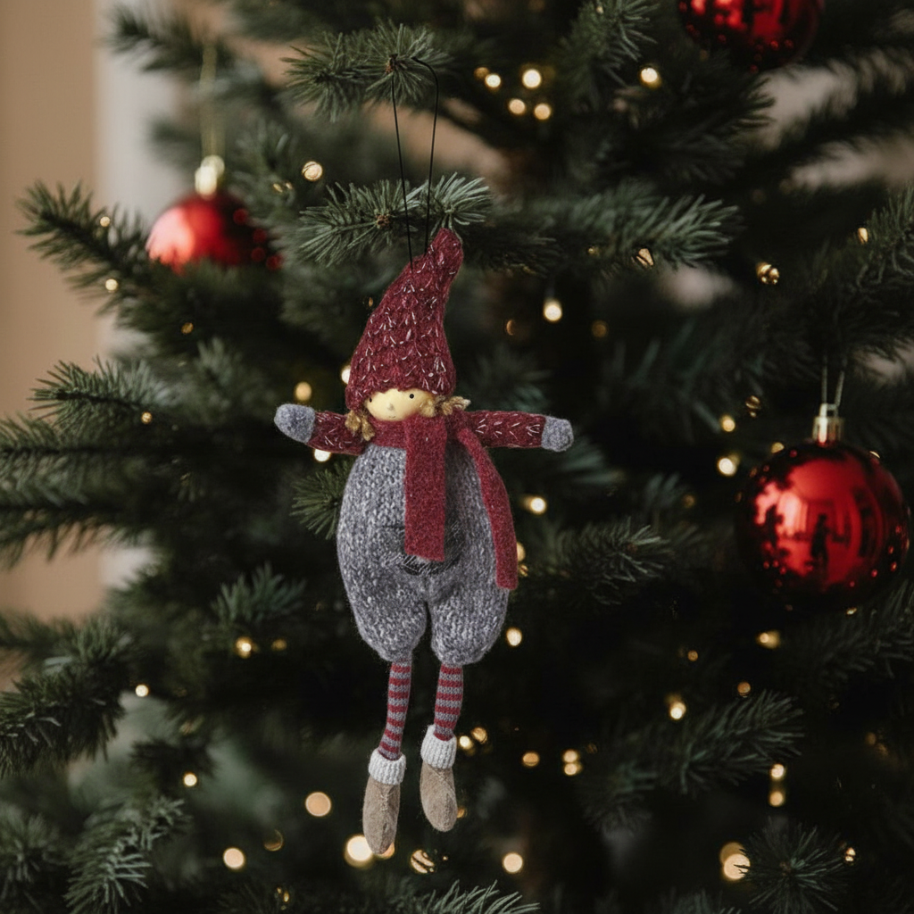 Suspension Figurine de Noël Garçon Olaf rouge en résine