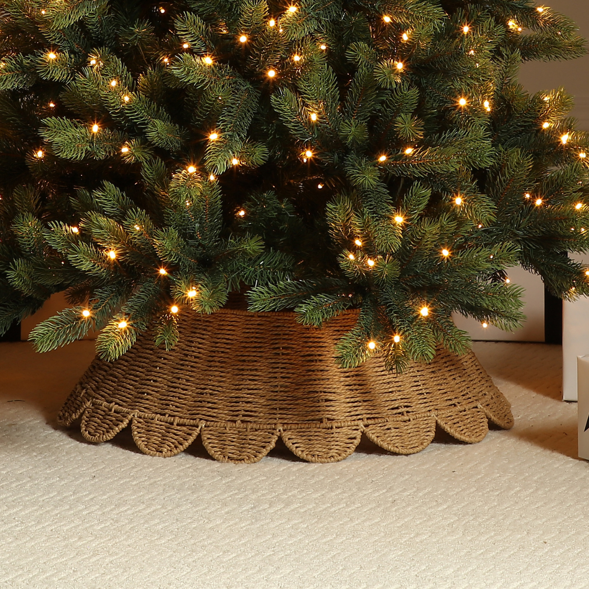 Cache-pied de sapin de Noël bords arrondis 65 cm