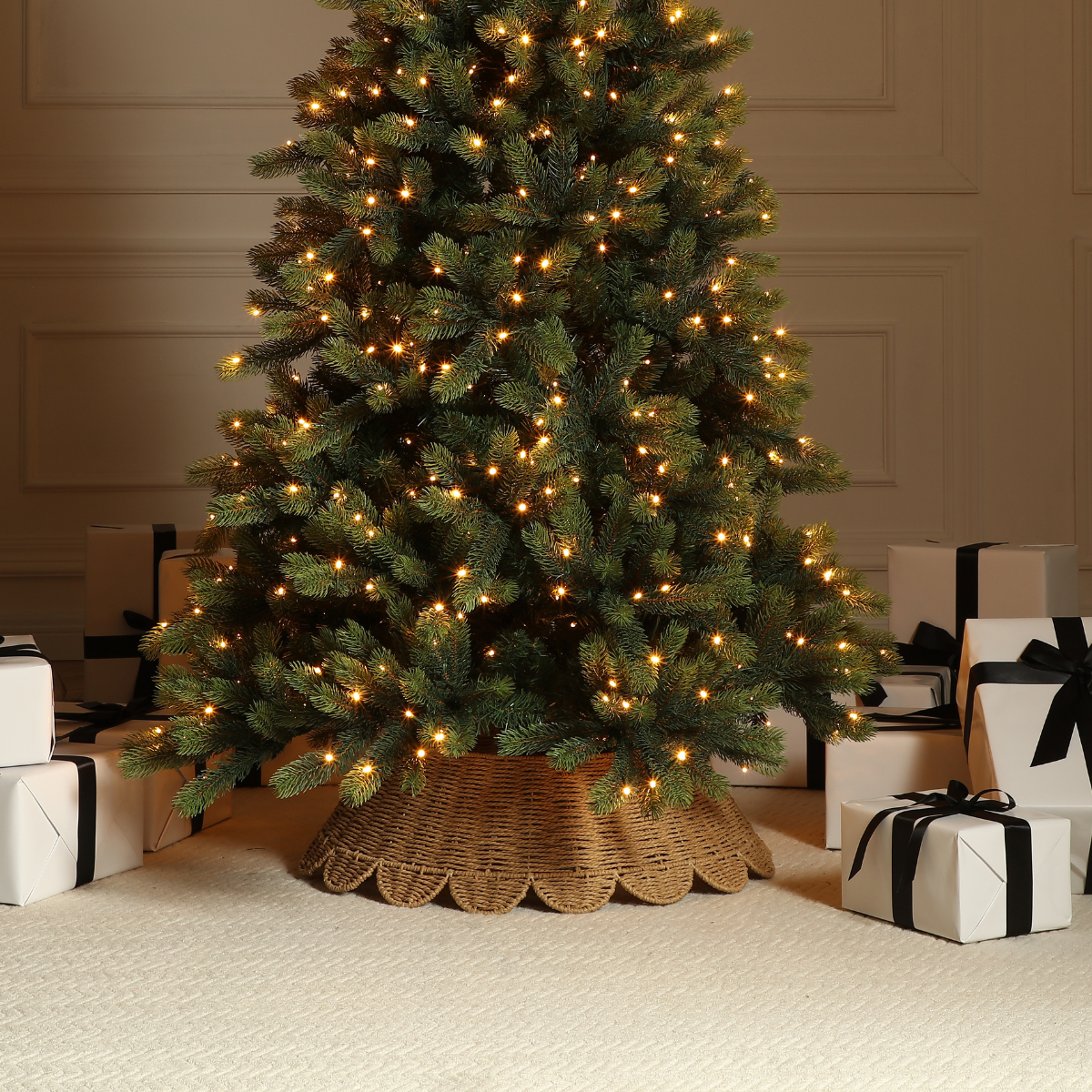 Cache-pied de sapin de Noël bords arrondis 65 cm