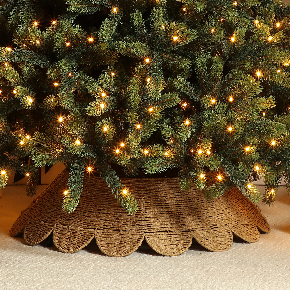 Cache-pied de sapin de Noël bords arrondis 84 cm