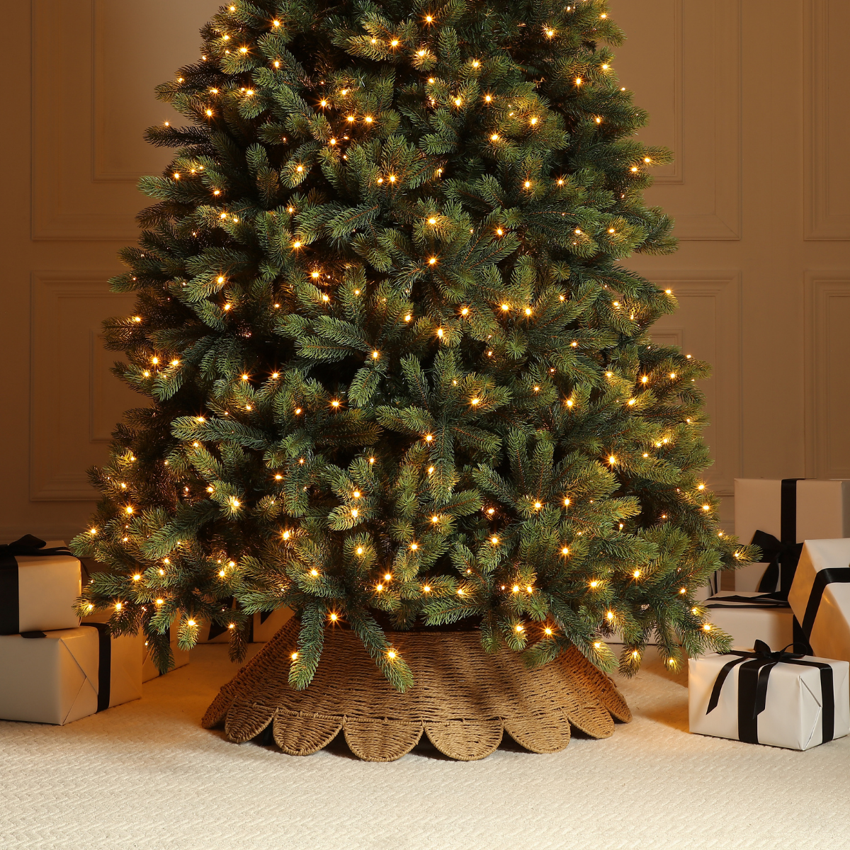 Cache-pied de sapin de Noël bords arrondis 84 cm