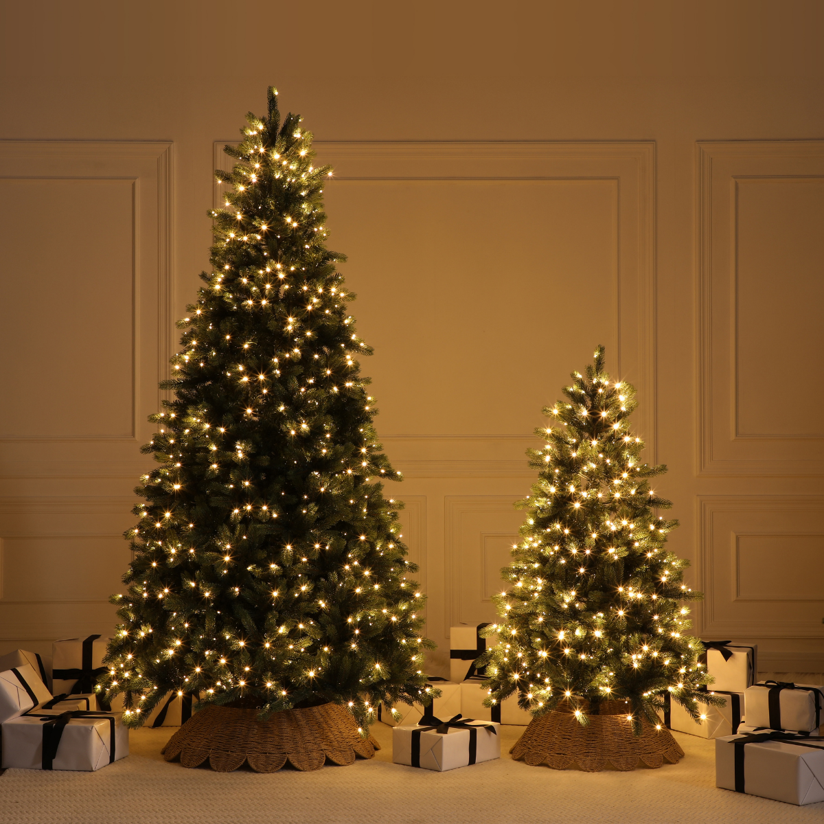 Cache-pied de sapin de Noël bords arrondis 84 cm