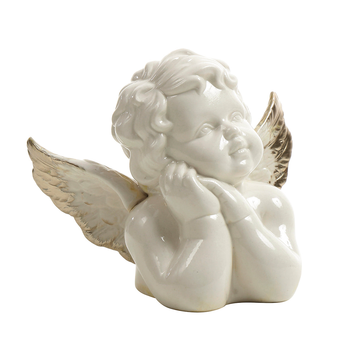 Statuetta di angelo alato con mani giunte