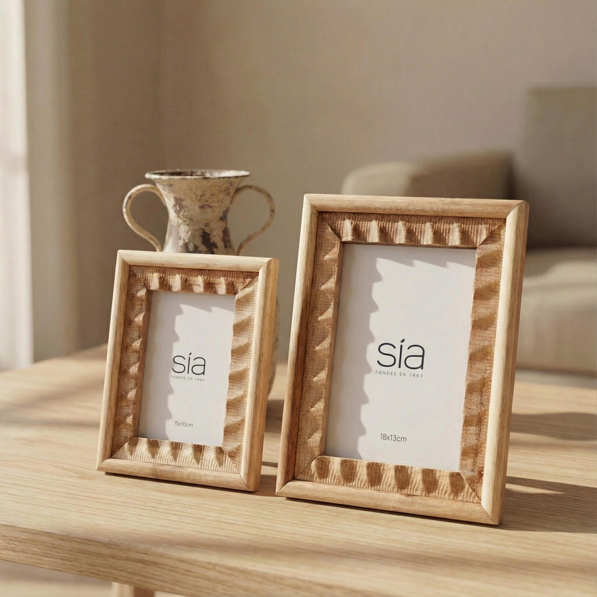 Marco de fotos tejido de acacia de 10 x 15