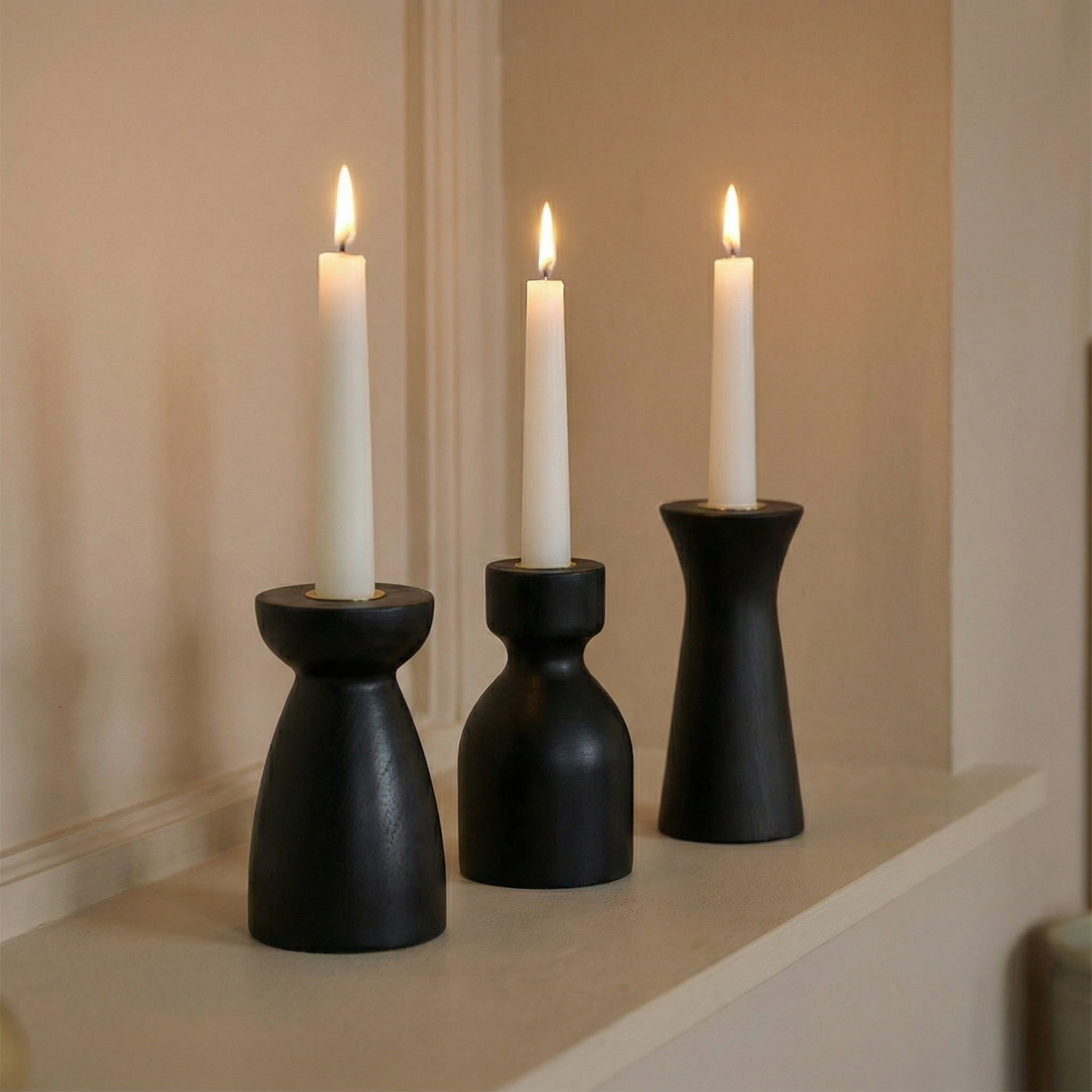 Bougeoir en bois Elya