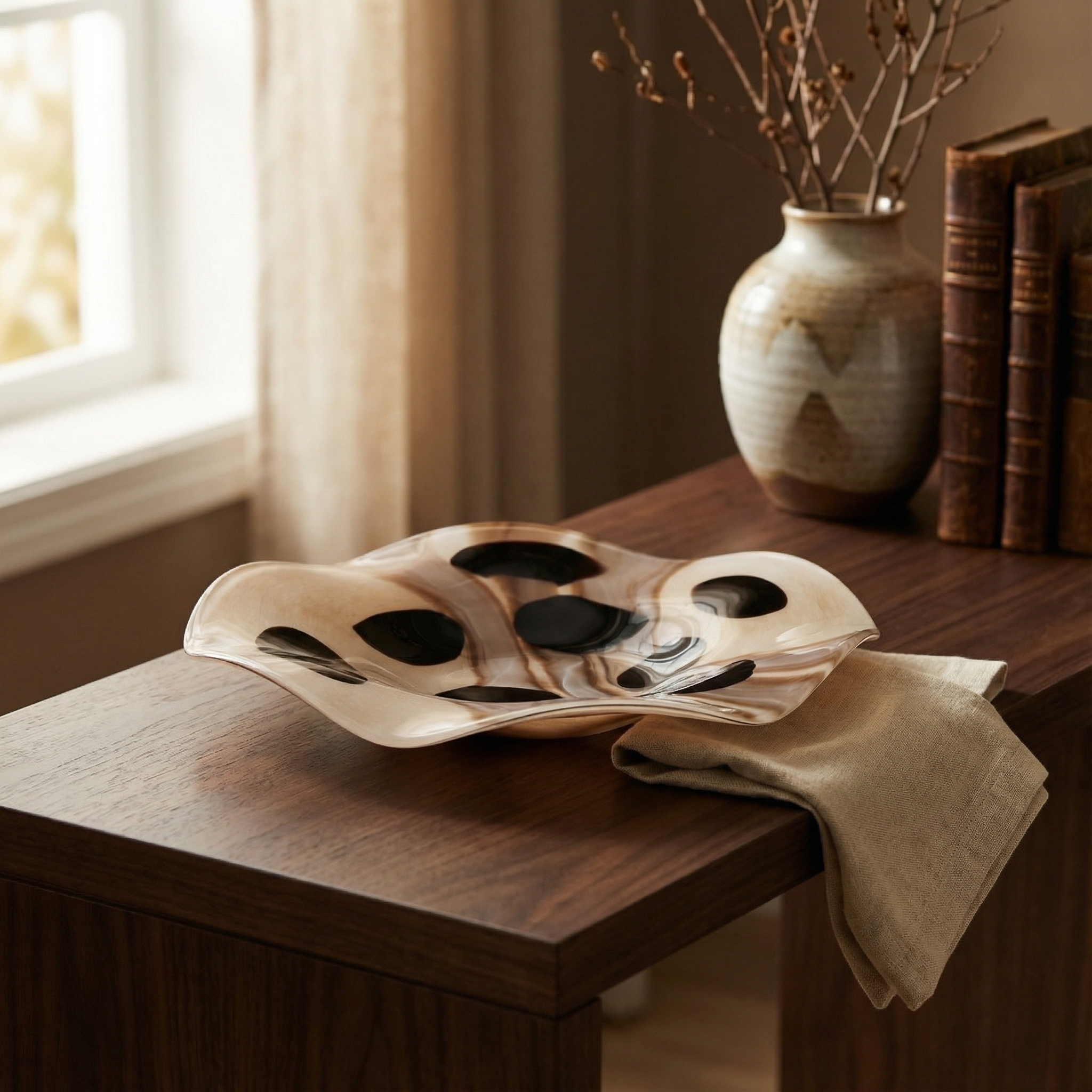 Assiette en verre soufflé Dots 41cm