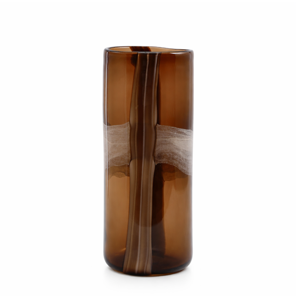 Grand Vase Design Paris Prix – Verre Marron – Style Safari – Hauteur 45cm – NEUF