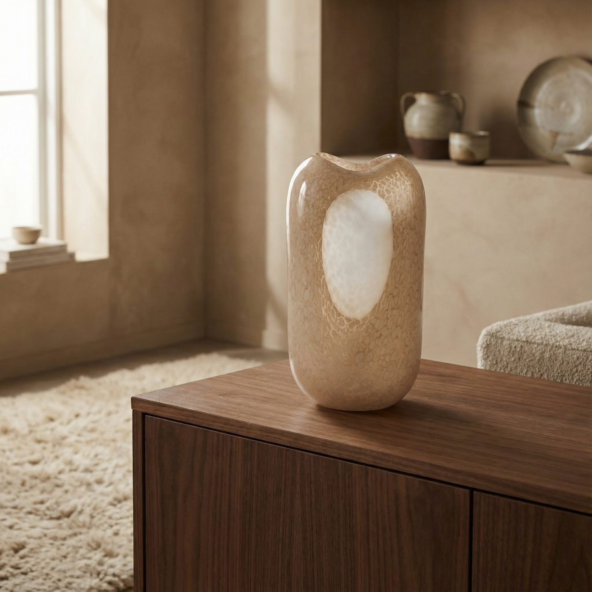 Vaso in vetro soffiato opalino 37 cm