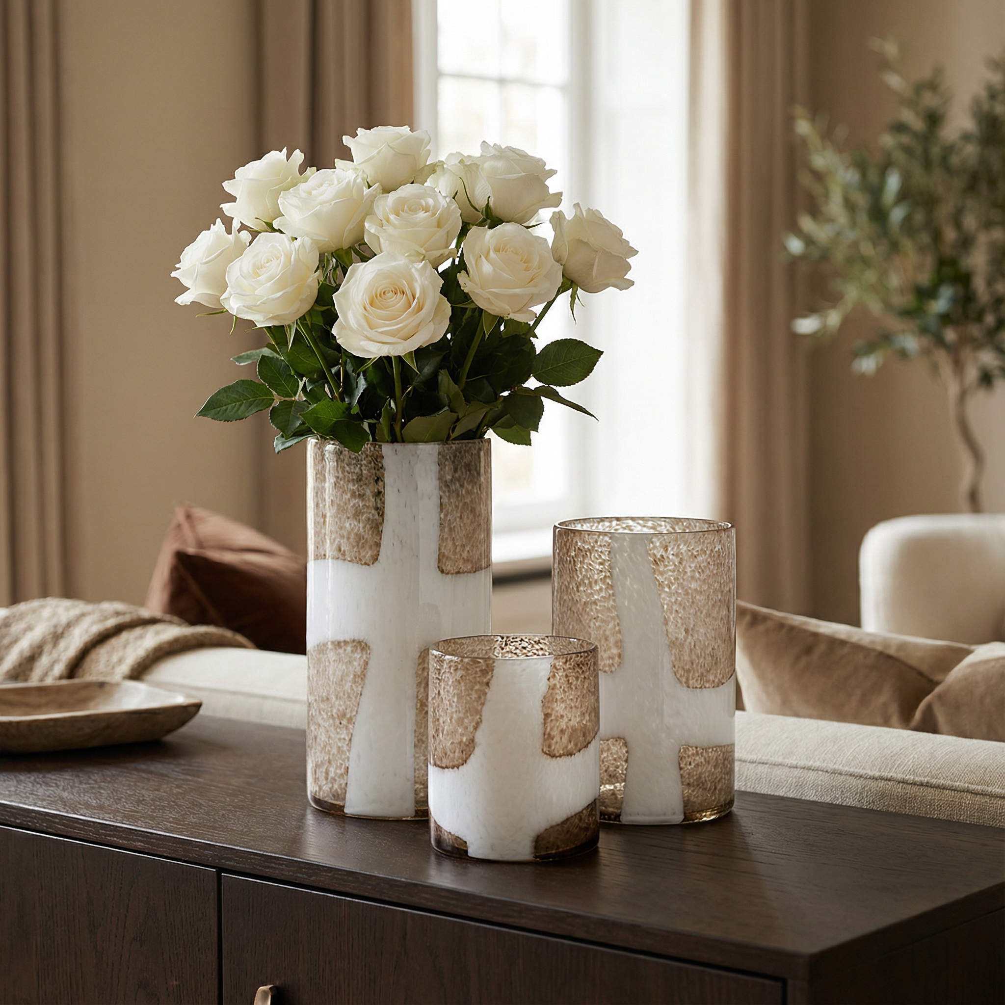 Vase en verre soufflé moucheté Mirage 20 cm