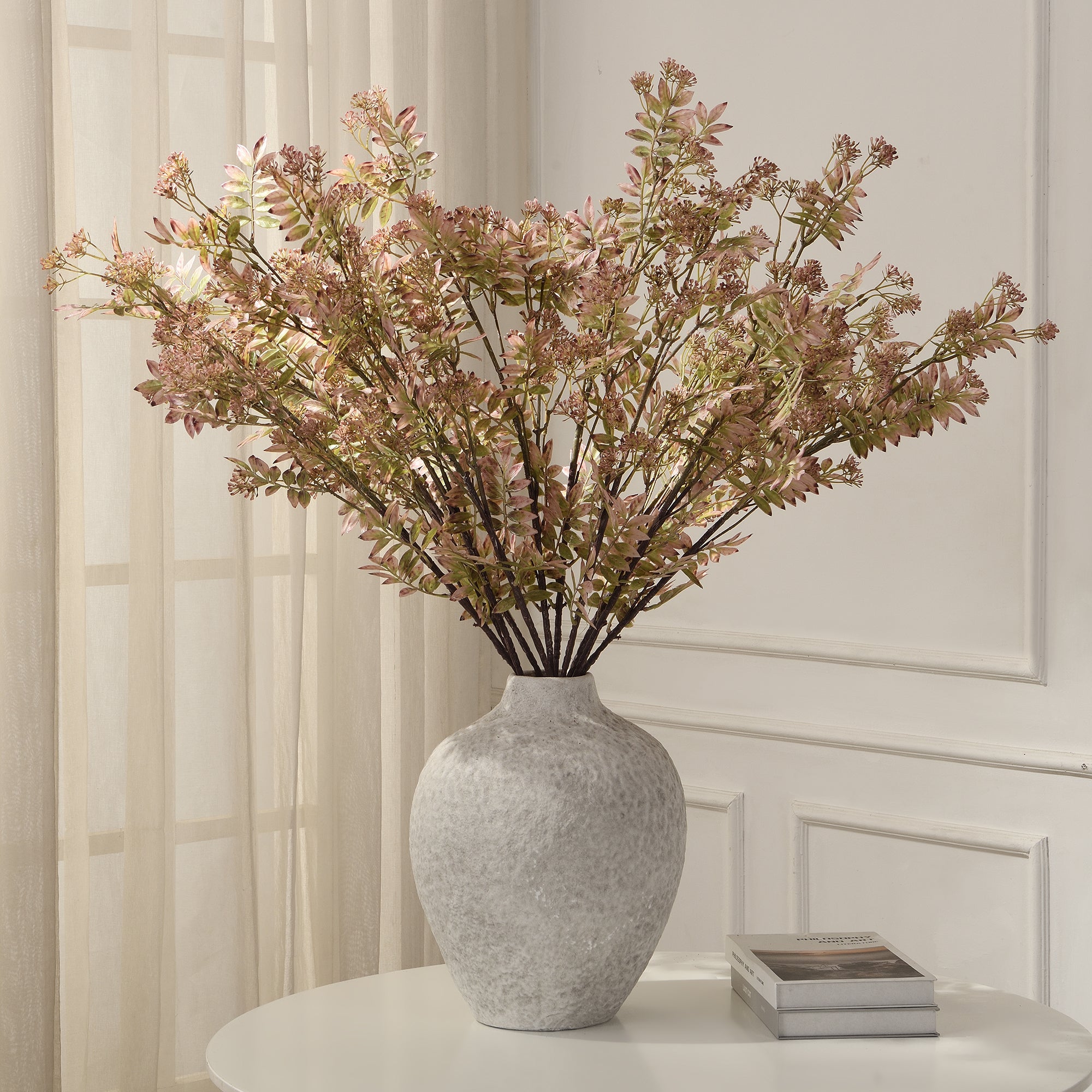 Feuillage pointu avec fleurs 110 cm