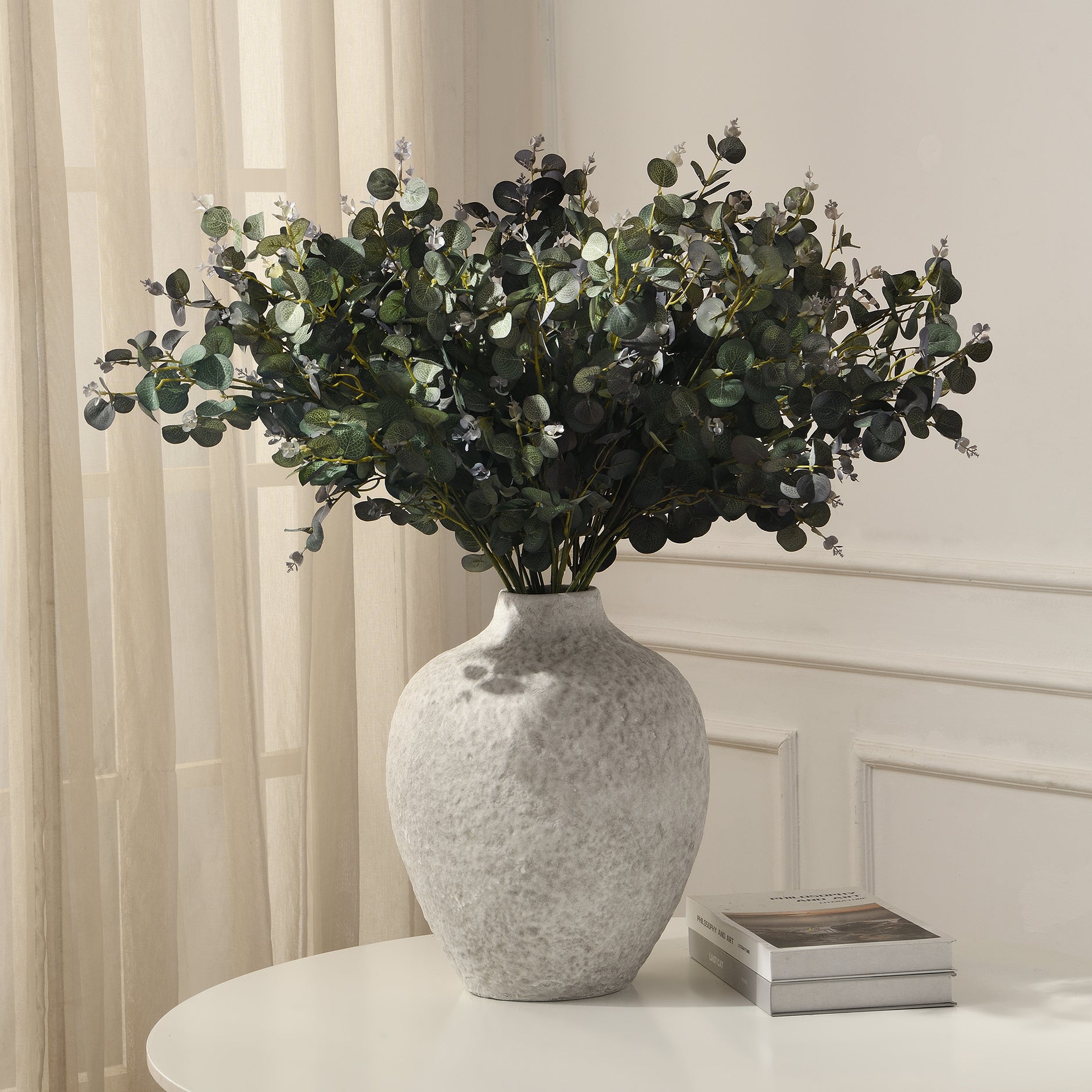 G&S Homedeko Composizione Floreale Artificiale In Vaso Ceramica - Ortensie, Margherite E Foglie Di Seta - Decorazione Per Interni