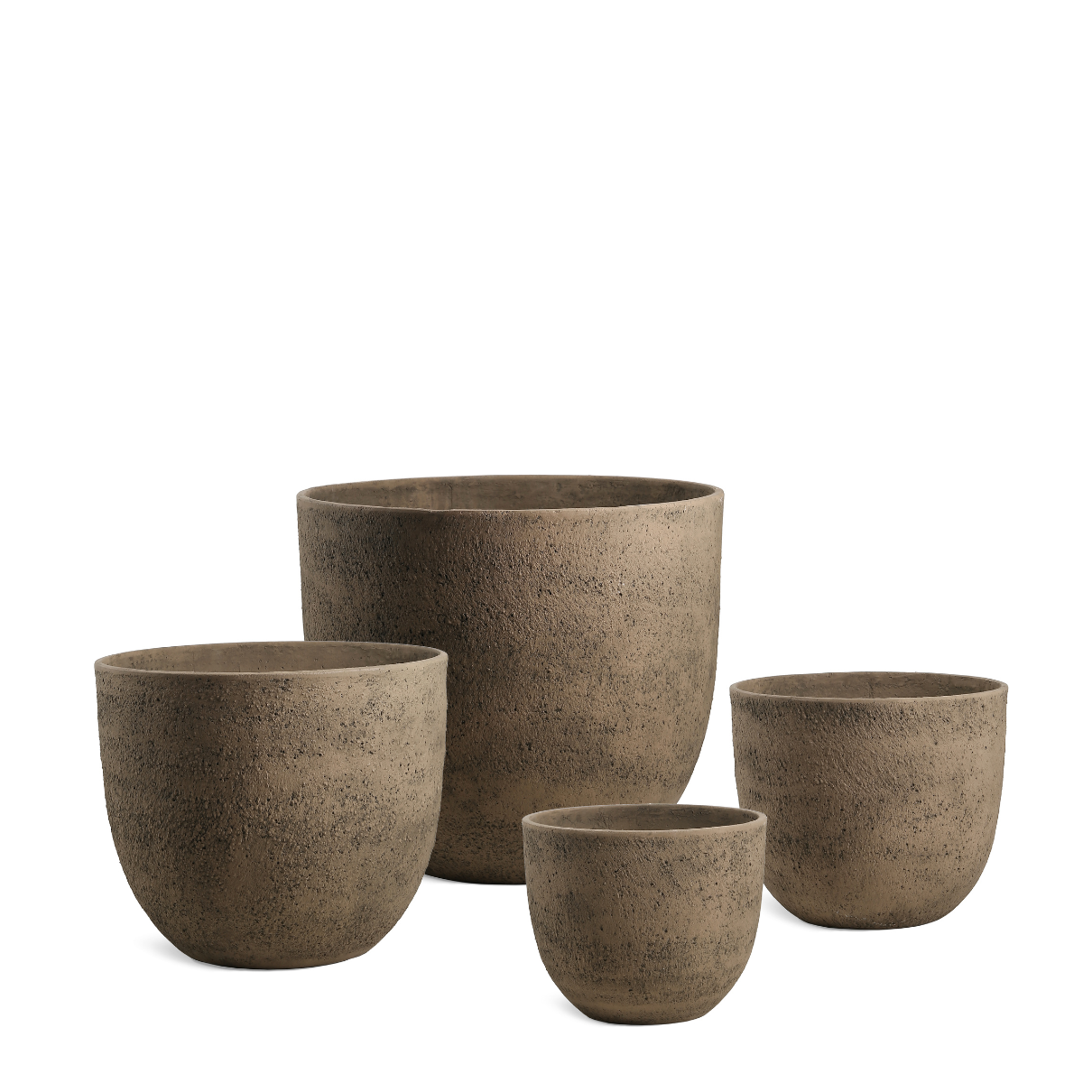 4 Cache-Pots Terra arrondis marron clair