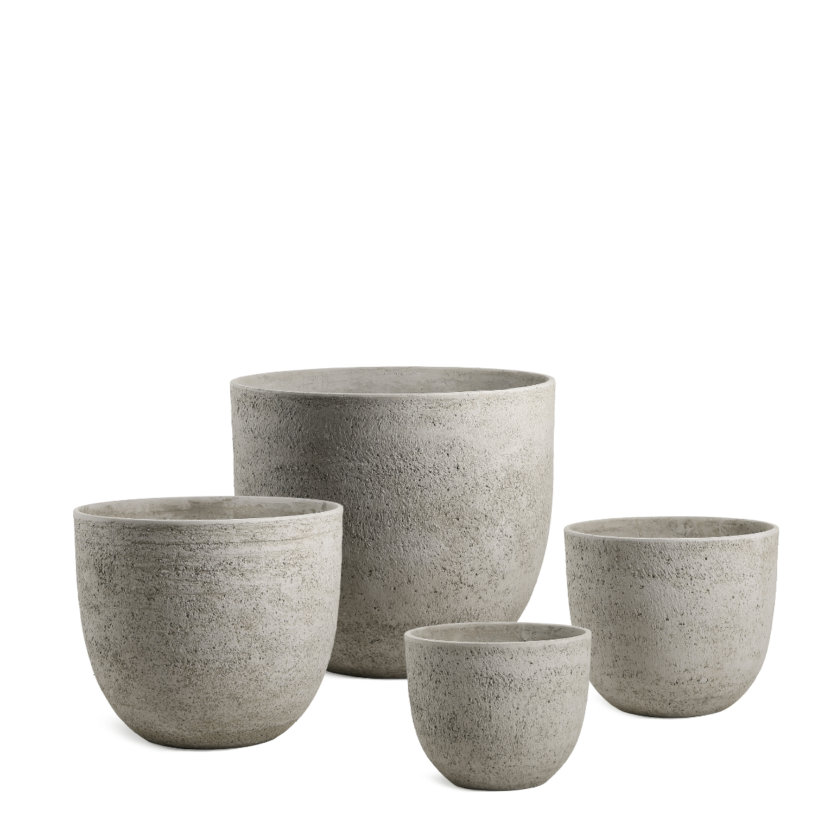 4 Cache-Pots Terra arrondi blanc gris