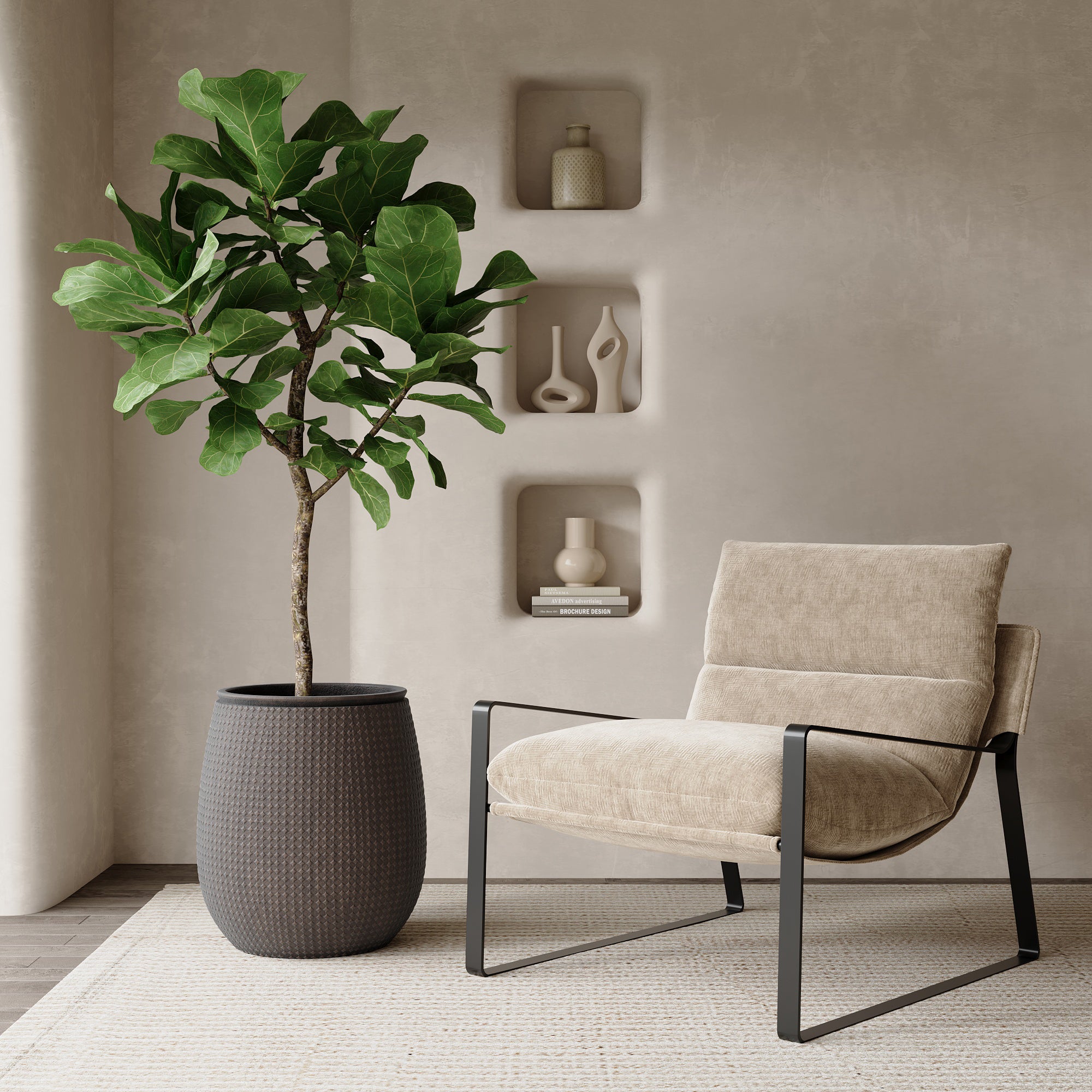 3 Cache-Pots Zen motif losanges gris