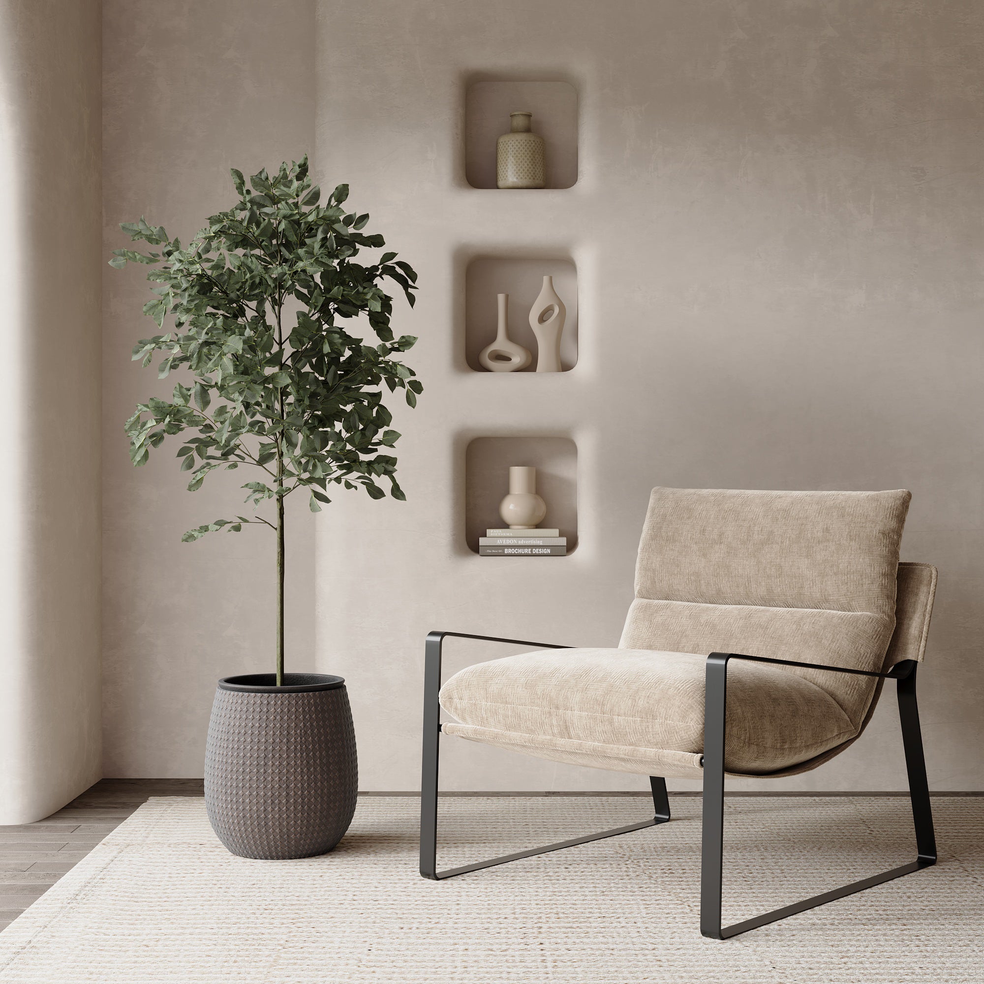 3 Cache-Pots Zen motif losanges gris