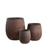 3 Cache-Pots Zen motif losanges rouge brique