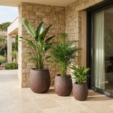 3 Cache-Pots Zen motif losanges rouge brique