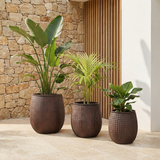 3 Cache-Pots Zen motif losanges rouge brique