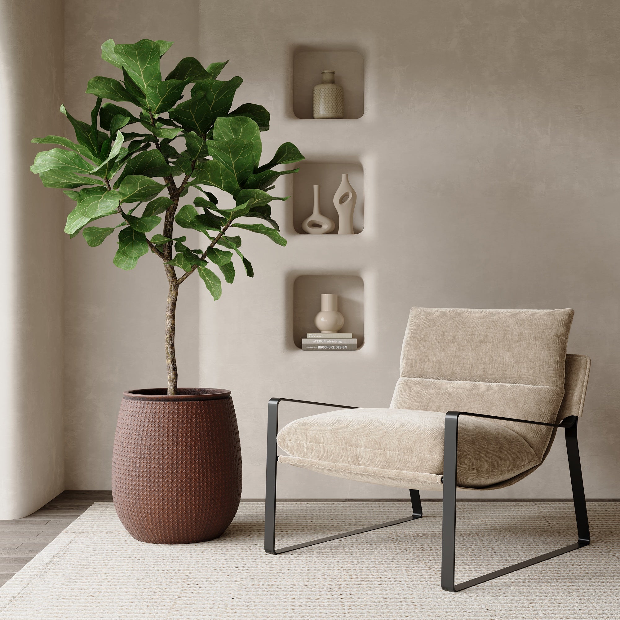 3 Cache-Pots Zen motif losanges rouge brique