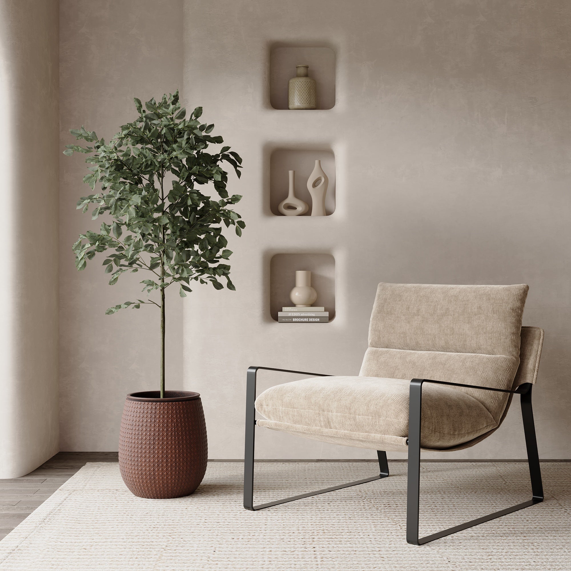 3 Cache-Pots Zen motif losanges rouge brique
