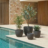 4 Cache-Pots Terra arrondis marron foncé