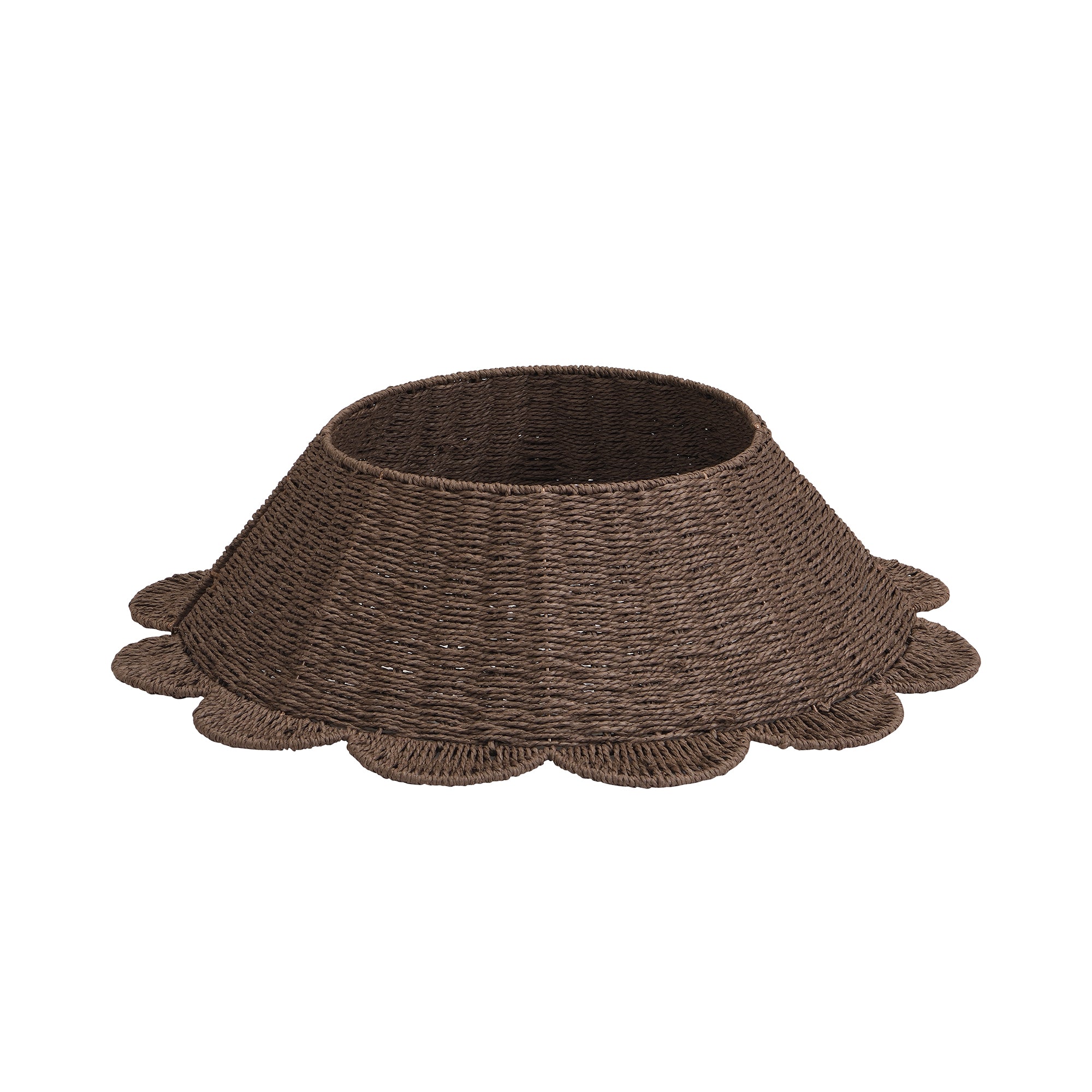 Cache-pied de sapin de Noël bords plats arrondis marron 65 cm