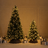 Cache-pied de sapin de Noël bords plats arrondis 84 cm, marron, corde de papier