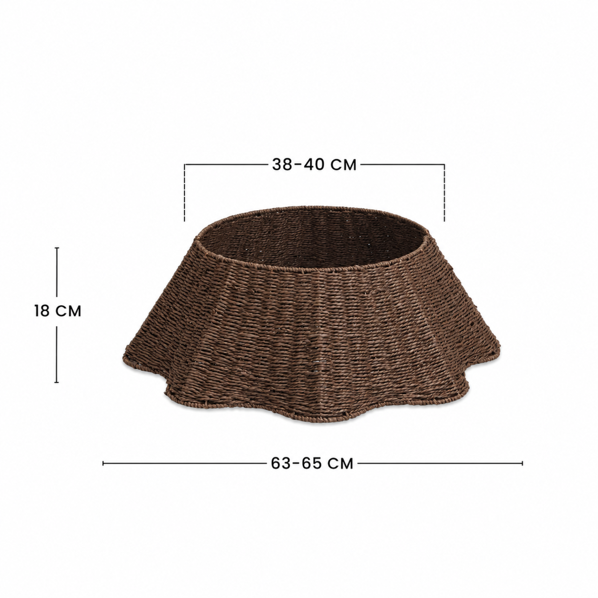 Cache-pied de sapin de Noël ondulé 65 cm, marron, corde de papier
