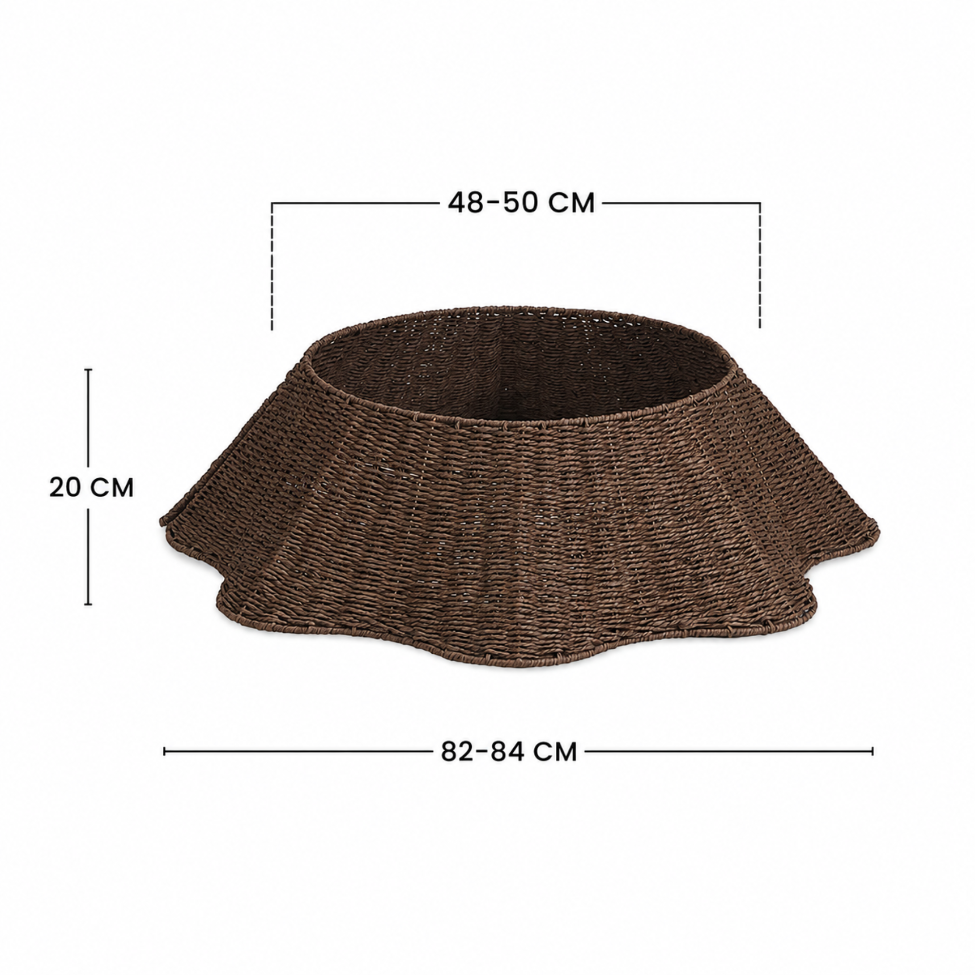 Cache-pied de sapin de Noël ondulé 84 cm, marron, corde de papier