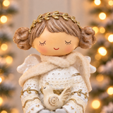 Figurine de Noël Ange avec oiseau Elfie 19 cm crème en polyrésine, décoration de Noël à poser, focus produit, Sia Deco